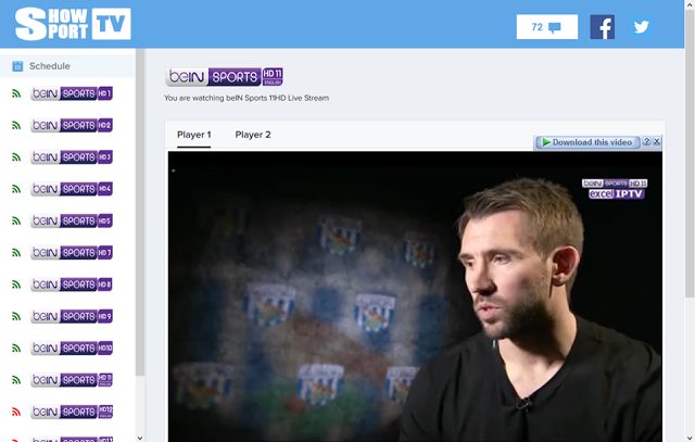 Tüm Bein Sport kanallarını istediğiniz zaman ve yüksek kalitede kesintisiz izleyebileceğiniz Showsport-tv sitesi