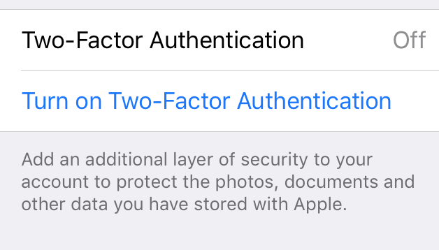 Abilita l'autenticazione a due fattori su iPhone o iPad