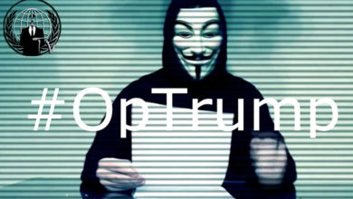 Una imagen de Anonymous anunciando la filtración de los datos personales completos de Donald Trump Anónimo_OpTrump16