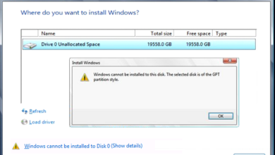 Una imagen del problema “Windows no se puede instalar en este disco” al instalar Windows y cómo solucionarlo Win8GPTError