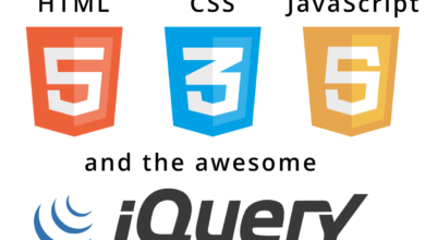 صورة لـ مجموعة هامة من أكواد Java Script و Html لمصممى المواقع والمدونات | html_css_javascript_and_the_awesome_jquery_infographic_header