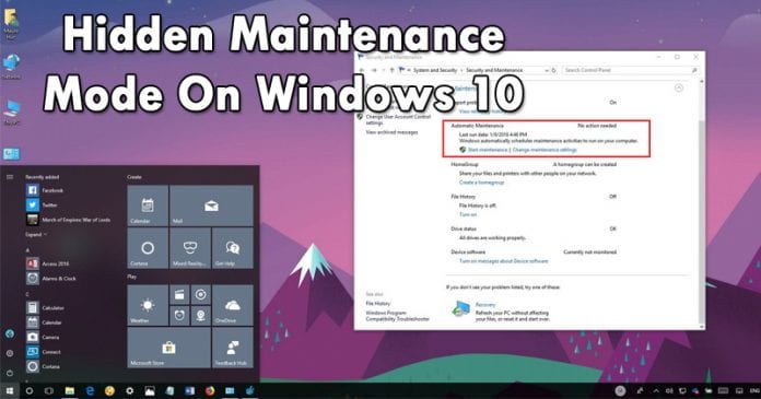 如何在 Windows 10 上使用自動維護的圖片 | 在 Windows 10 上使用隱藏維護模式-696x365