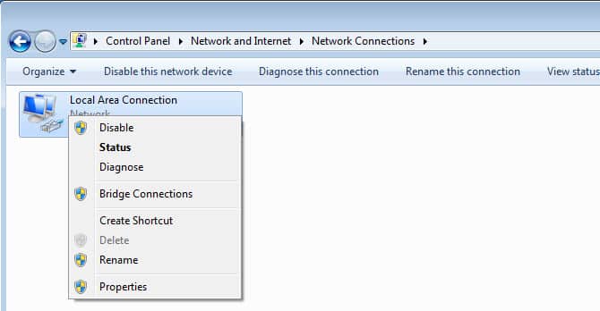 Windows 7 disabilita la scheda di rete
