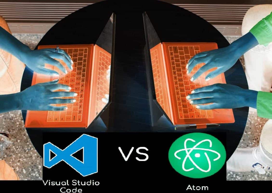 Immagine del confronto tra Visual Studio Code e Atom: quale editor di codice è adatto a te? | dueling-laptops_hackathon_competition_programmers_devops-by-christina-morillo-100764679-large.3x2-min-DzTechs