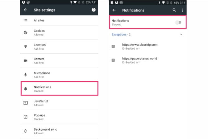 Come disattivare le notifiche Chrome Firefox Safari