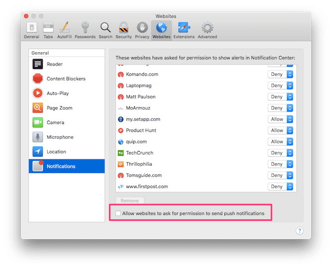 Come disattivare le notifiche Chrome Firefox Safari