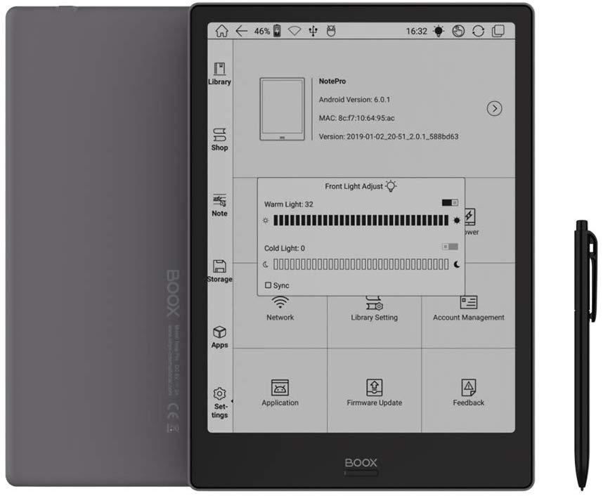 Dispositivo de tinta eletrônica ONYX BOOX NOTE PRO