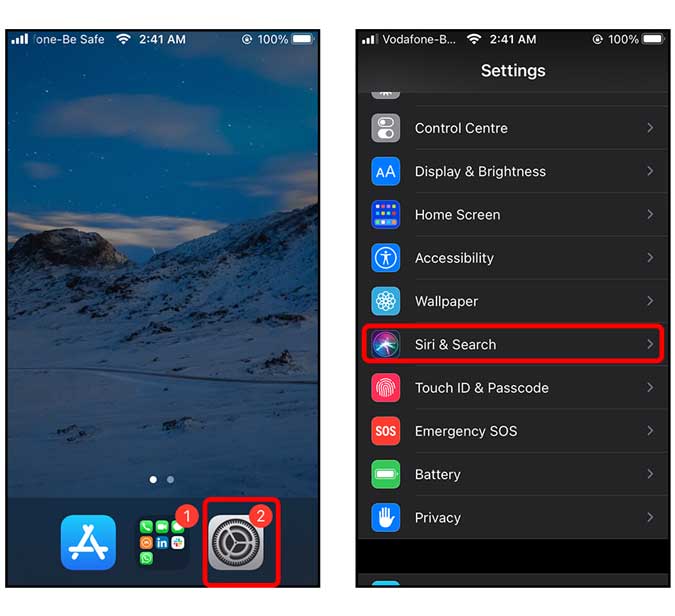 設定應用程式尋找 Siri 並進行搜索