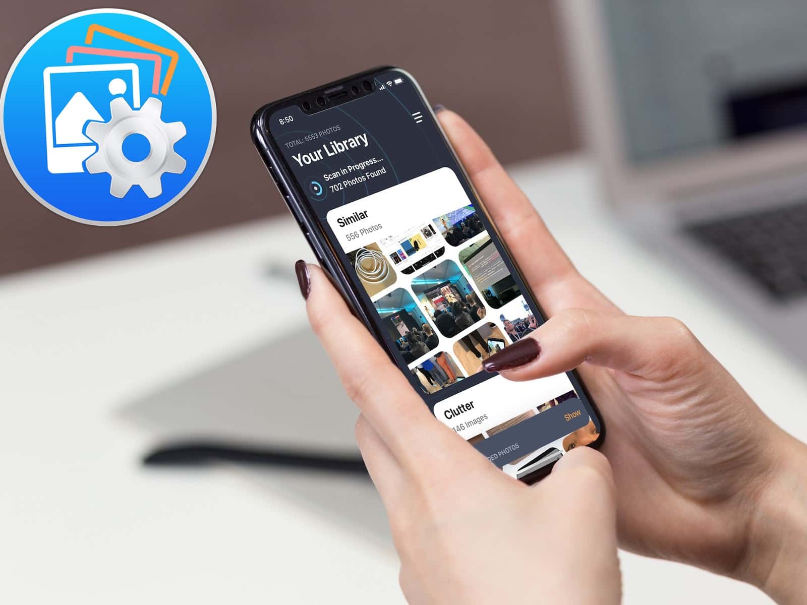 Obrazek pokazujący, jak usunąć zduplikowane zdjęcia na iPhonie | gemini_photos_iphone_mockuuup-7sD9LNfs-DzTechs