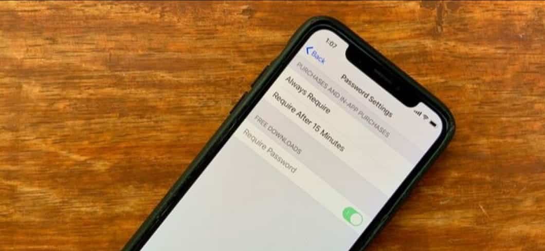 Obrazek pokazujący, jak wyłączyć Face ID do uwierzytelniania zakupów w App Store | Password_Settings_screen_for_iTunes_shown_on_iPhone-iJlz3ggs-DzTechs