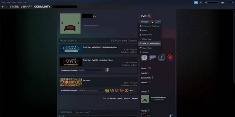 Как заблокировать пользователей и пожаловаться на них в Steam —