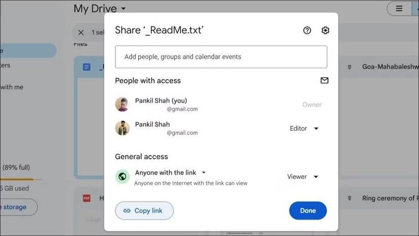 Gmail이 아닌 계정으로 Google Drive 파일 공유