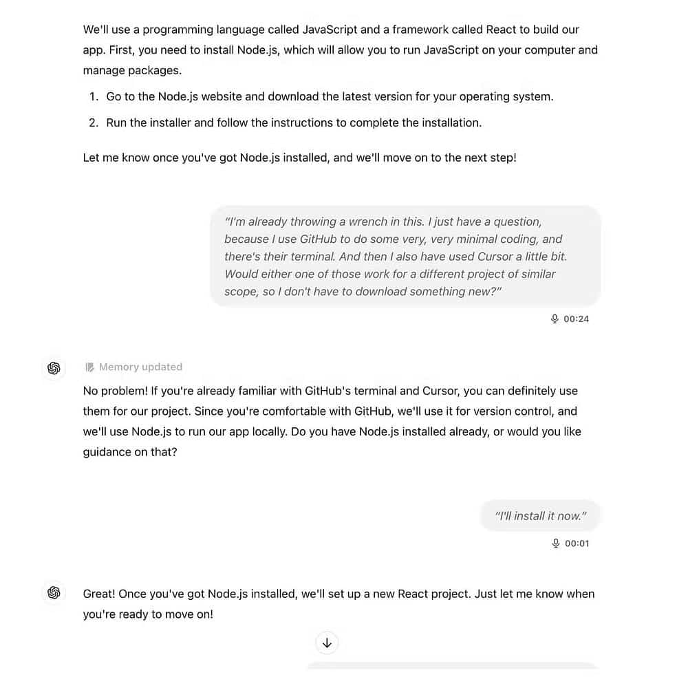 我使用 ChatGPT 來學習程式設計技能。