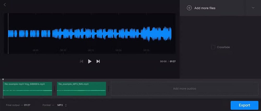 So führen Sie Audiodateien mit Clideo zusammen