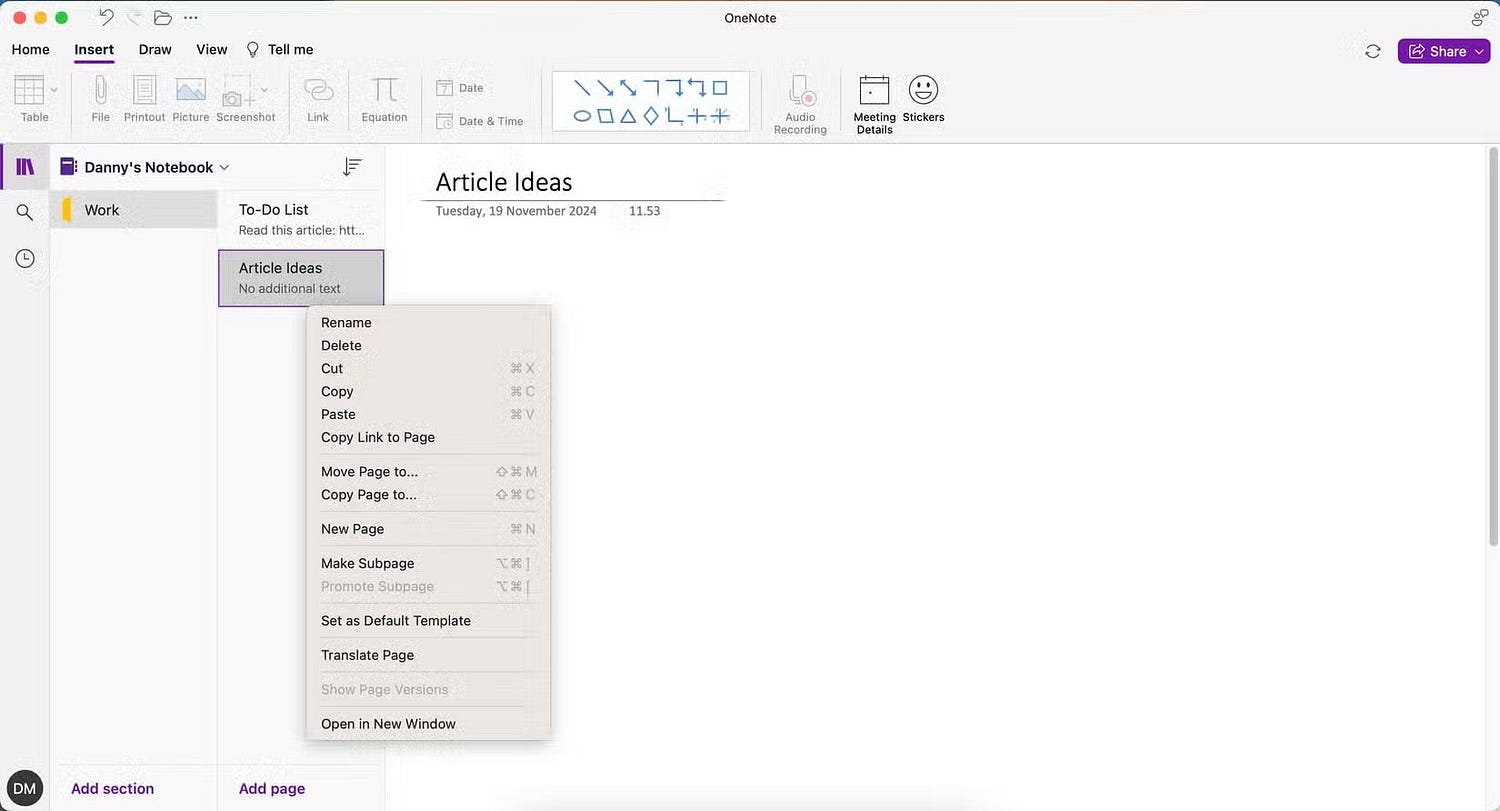 Свяжите свои страницы в OneNote