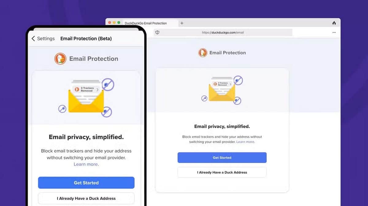 Avantages : DuckDuckGo inclut une protection des e-mails