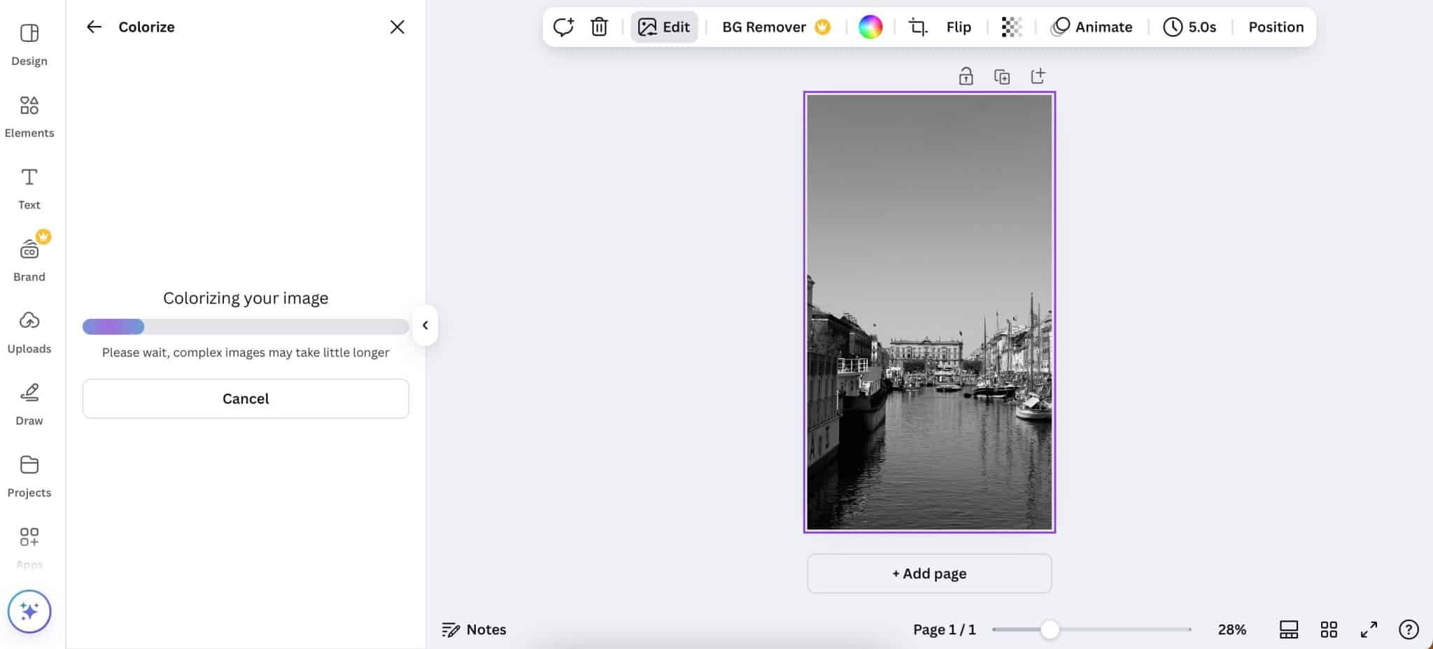 Colora un'immagine utilizzando Canva