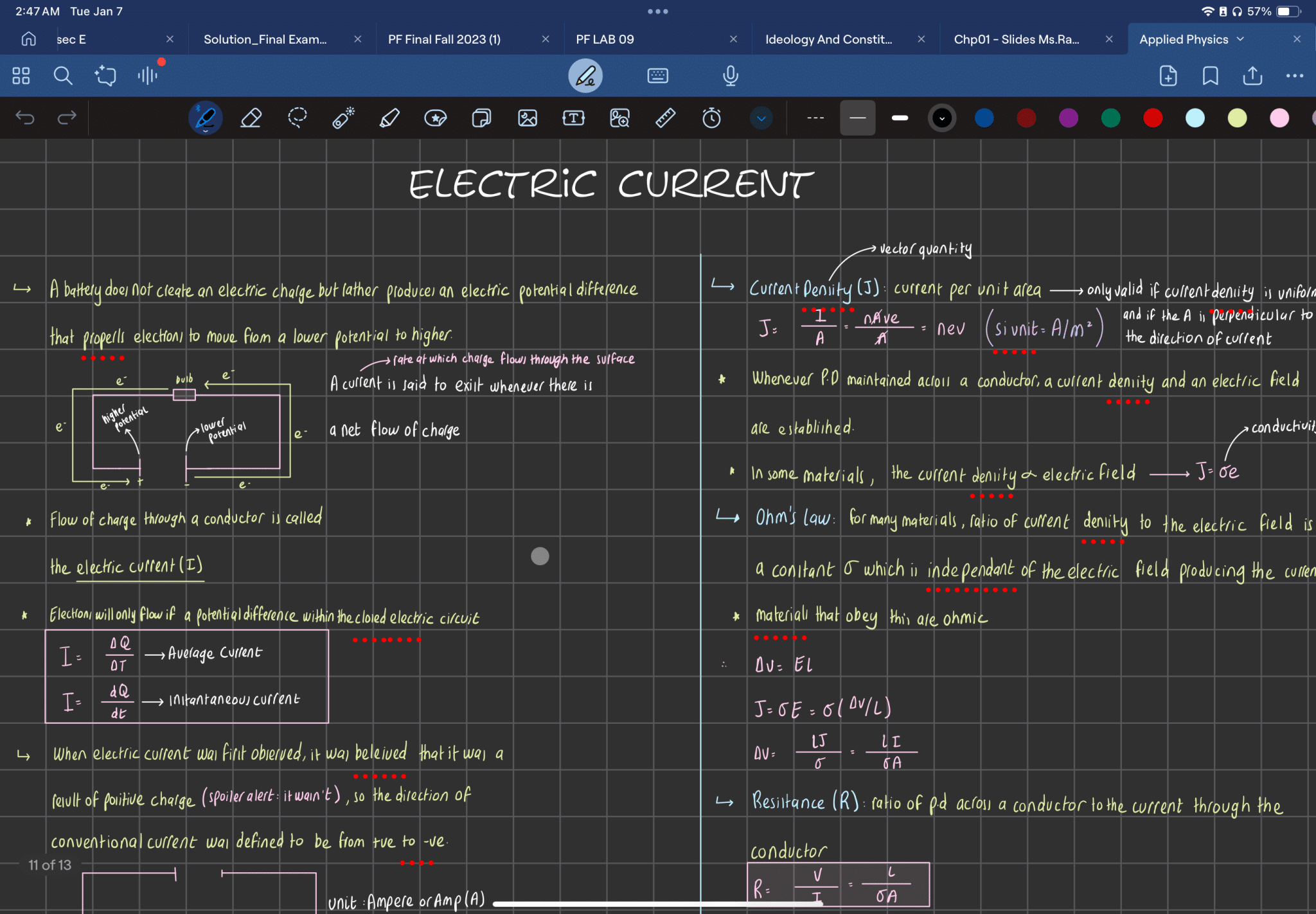 Note sulla corrente elettrica sull'iPad