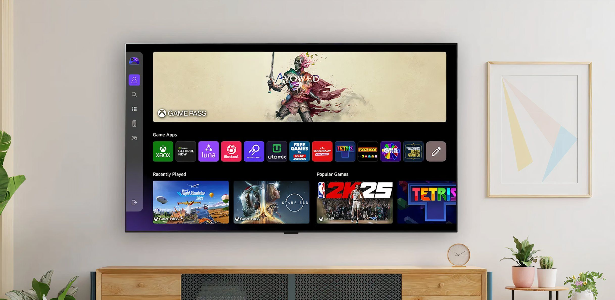Giocare sul cloud su una TV LG.