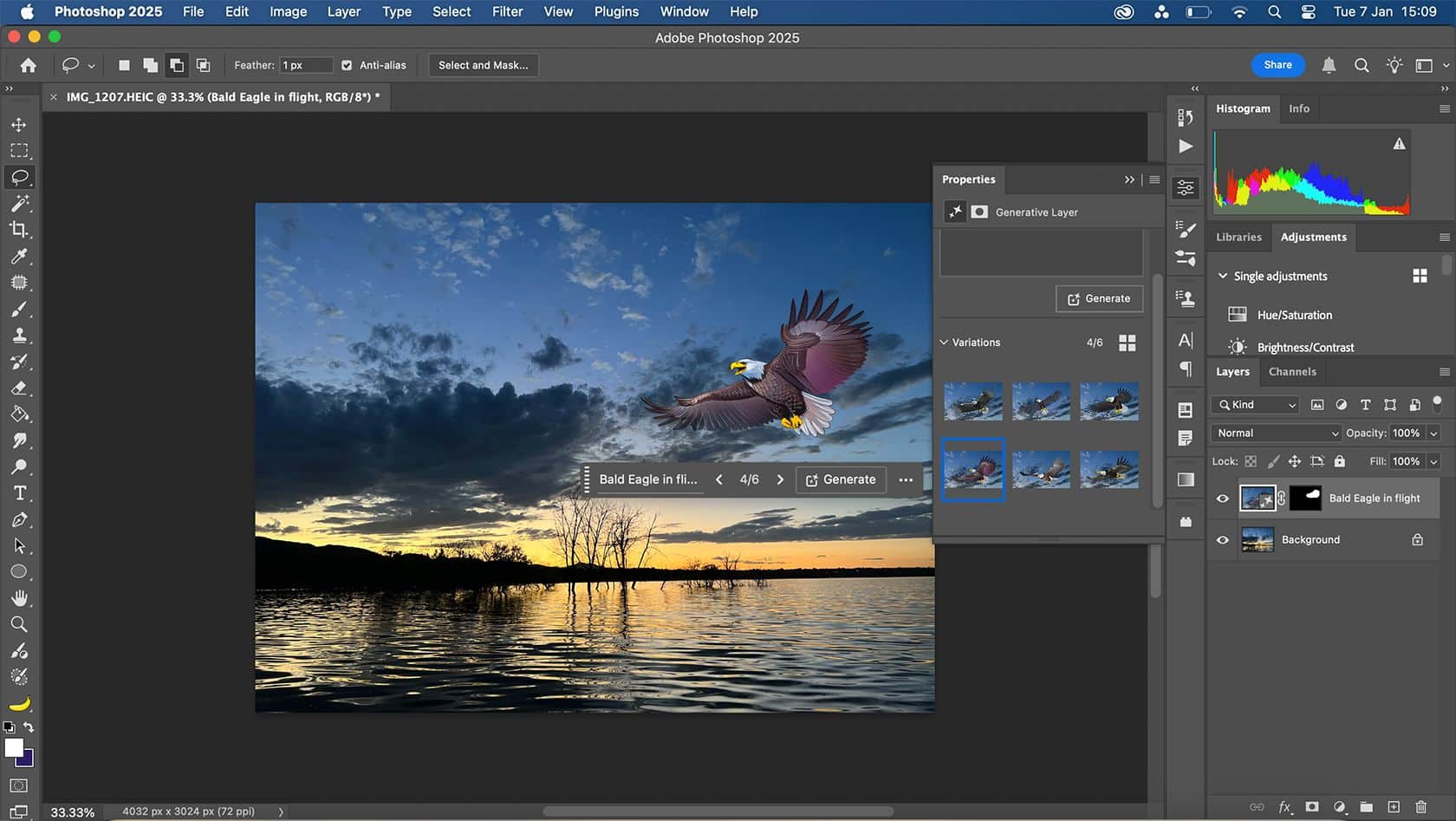 Photoshop Generative AI με εικόνα που δημιουργήθηκε από Bald Eagle