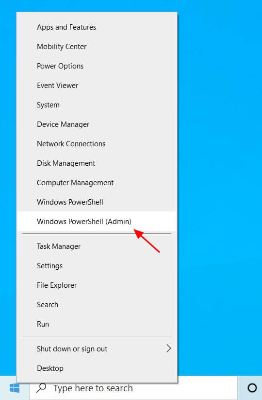 Εκτελέστε μια προτροπή PowerShell (ως διαχειριστής)