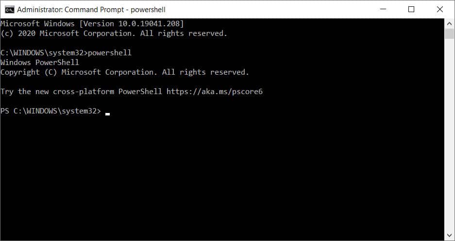 Εκτελέστε το PowerShell από μια ανυψωμένη γραμμή εντολών