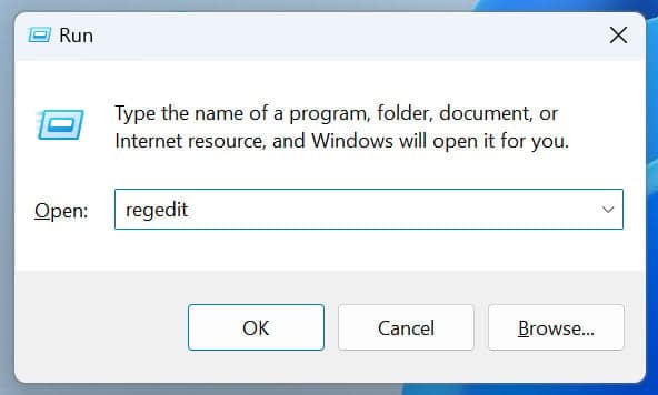 Apri l'editor del registro di sistema