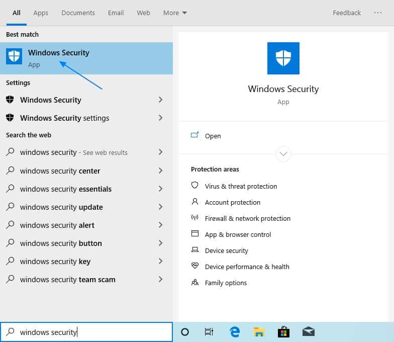 Проверьте безопасность в Windows