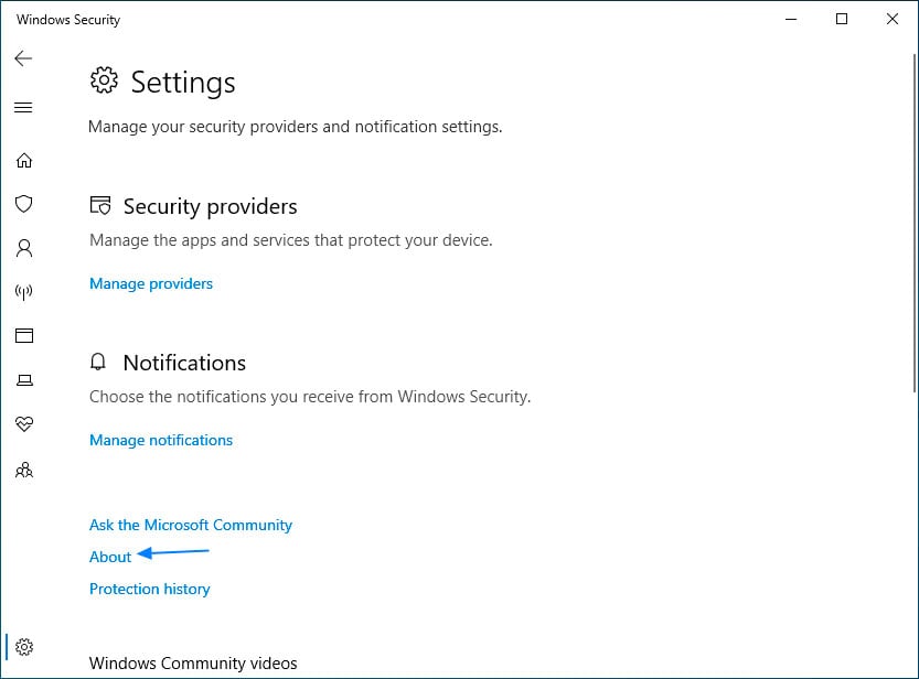 Экран настроек безопасности Windows