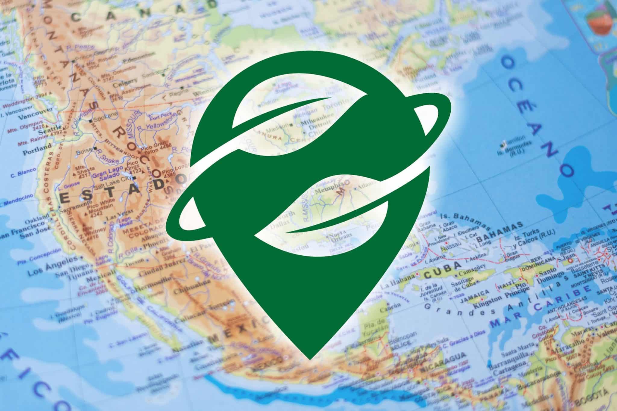 Mappa degli Stati Uniti con logo Organic Maps