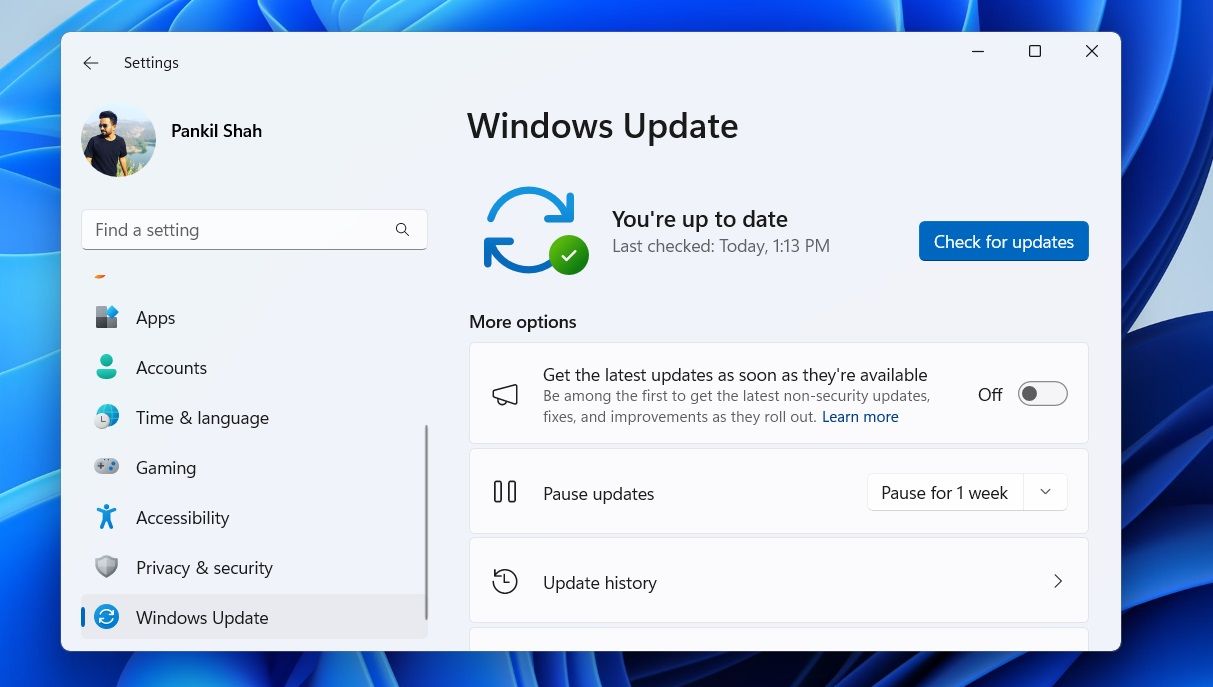 Karta Windows Update w aplikacji Ustawienia systemu Windows 11