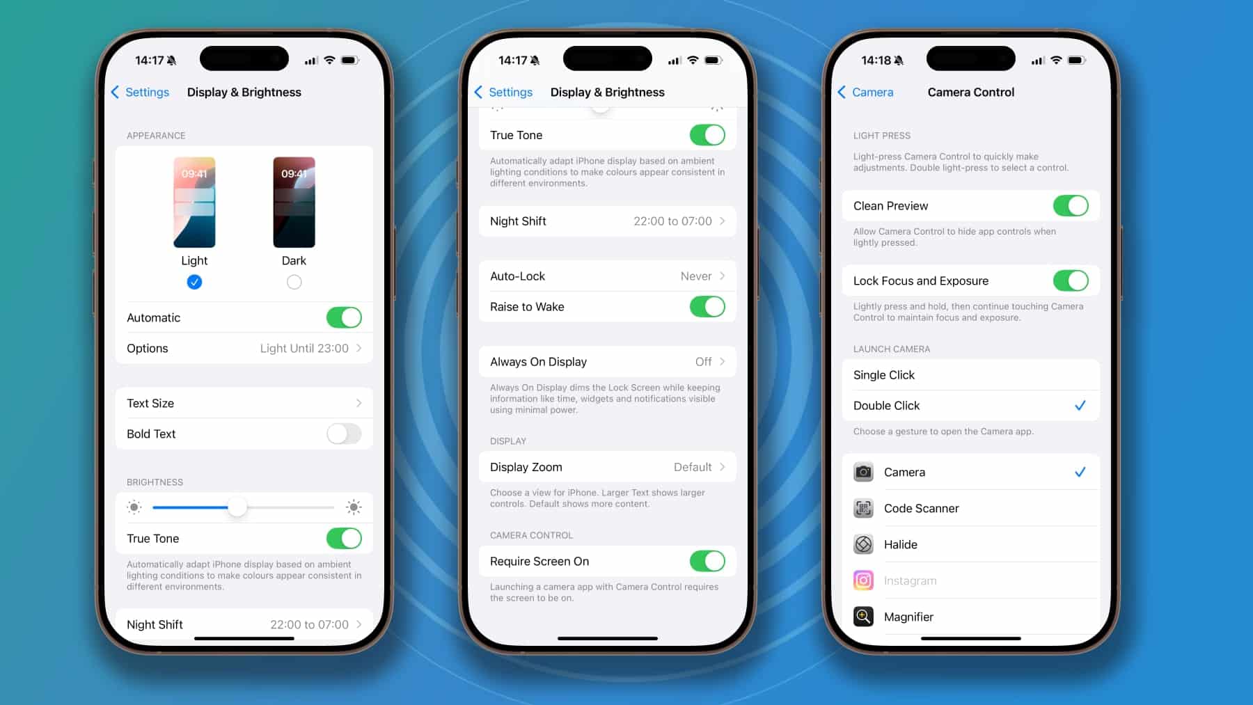 Apple iPhone 16 Pro 上的相機控制設定。