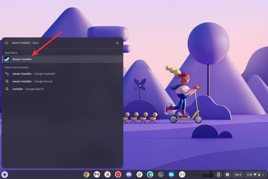 Programma di installazione di Steam su Chromebook
