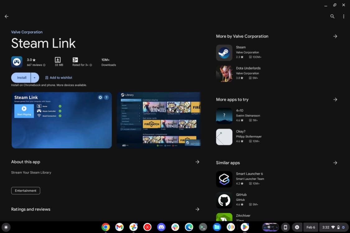 App Steam Link per Android - Steam su Chromebook