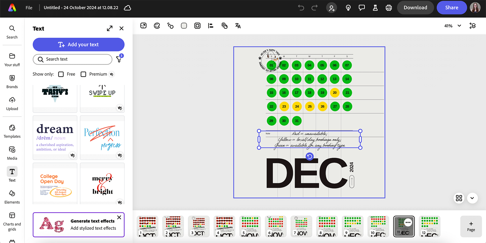 Strumenti di testo in Adobe Express