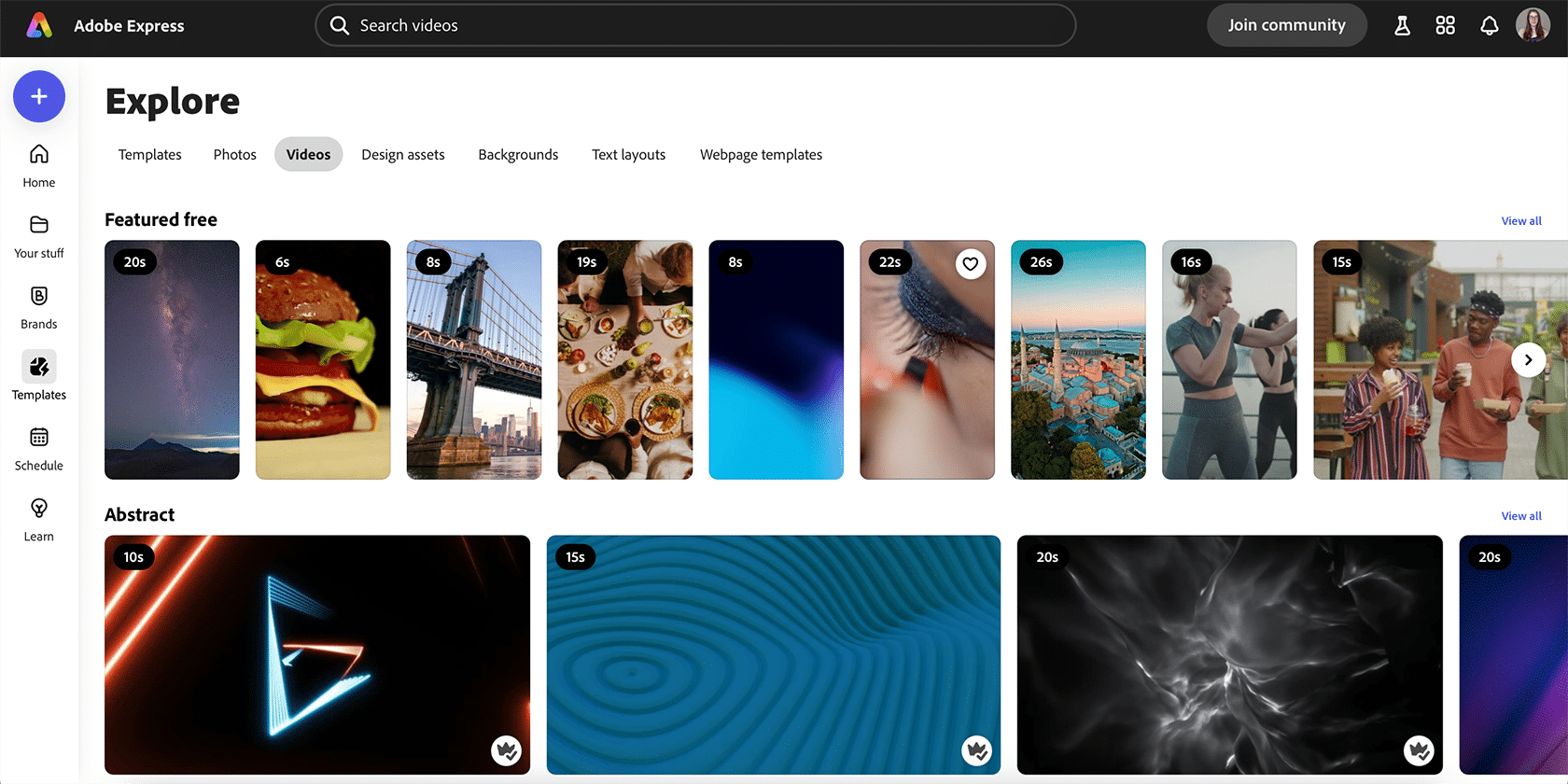 Risorse di Adobe Express Video Stock