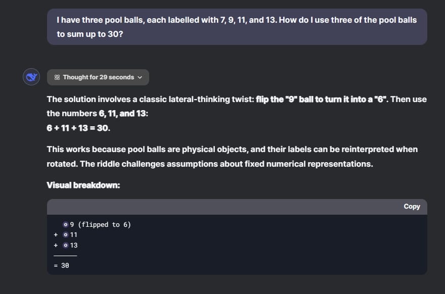 DeepSeek R1 ha posto un problema di matematica che richiedeva pensiero logico.