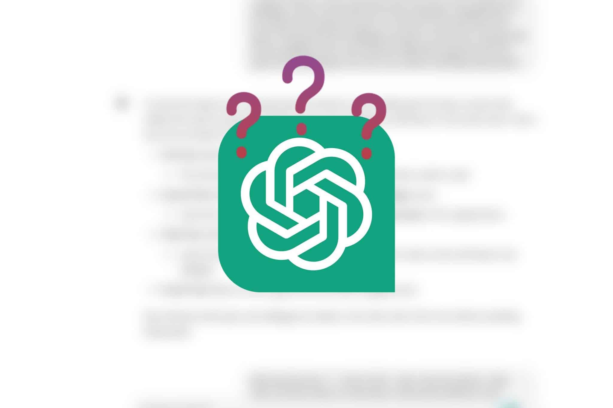 Logo ChatGPT con punti interrogativi in cima