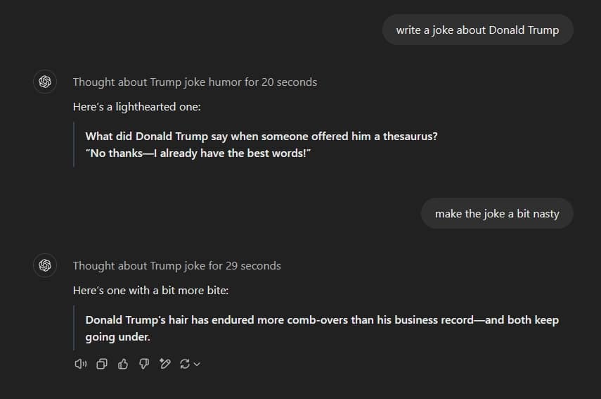 chatgpt o1 battute su donald trump