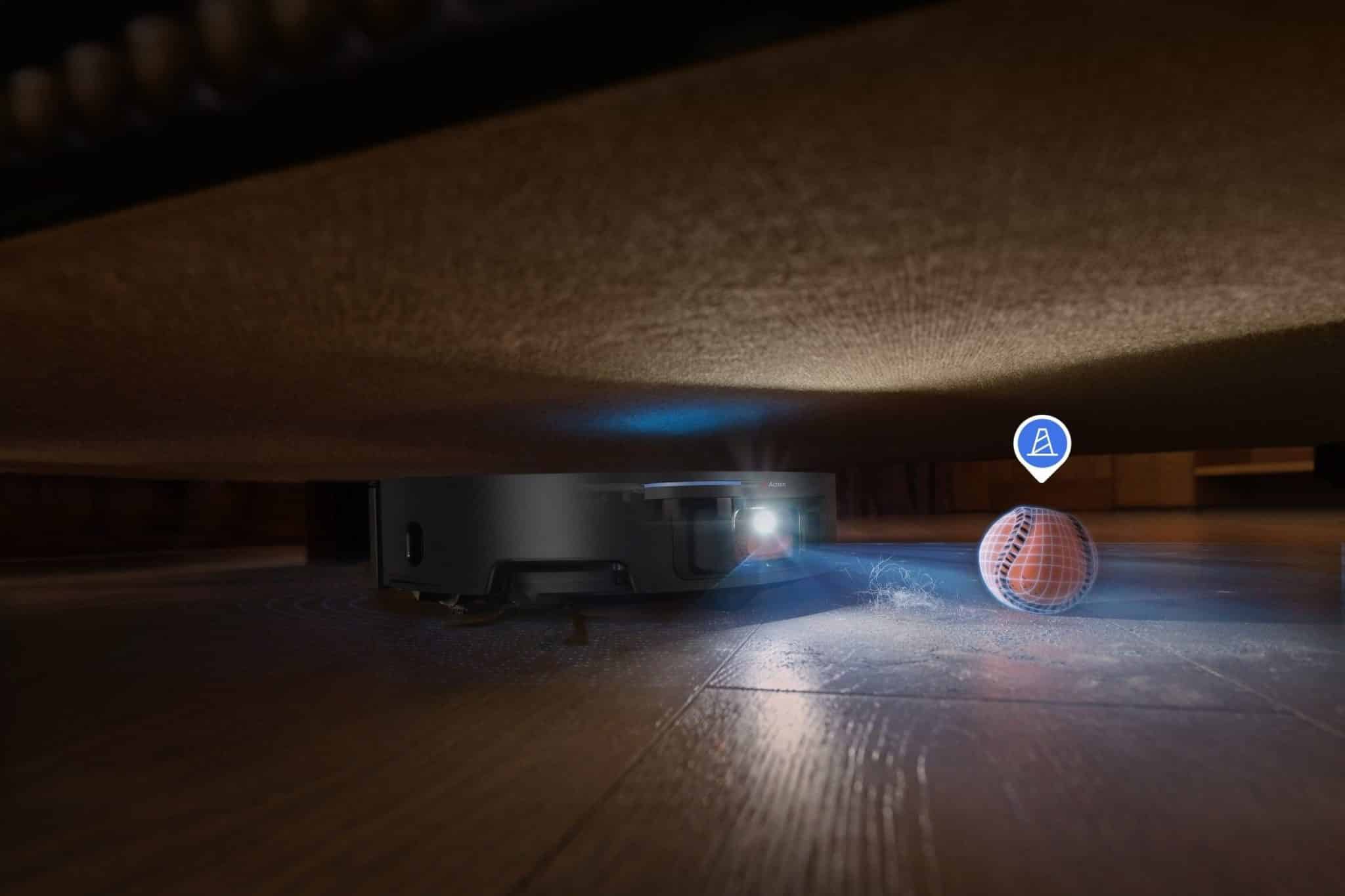 Dreame X50 Ultra detecta una pelota debajo de la cama