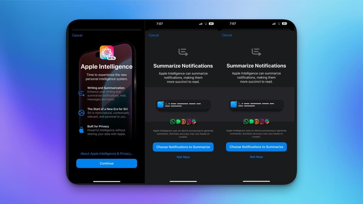 Passaggi per configurare Apple Intelligence sul tuo iPhone.