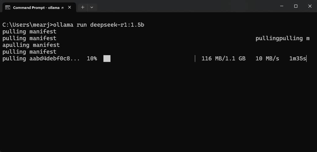 Installa deepseek r1 usando ollama