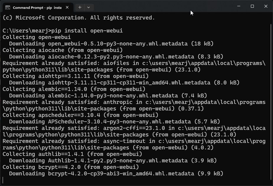 Installare webui aperto tramite riga di comando
