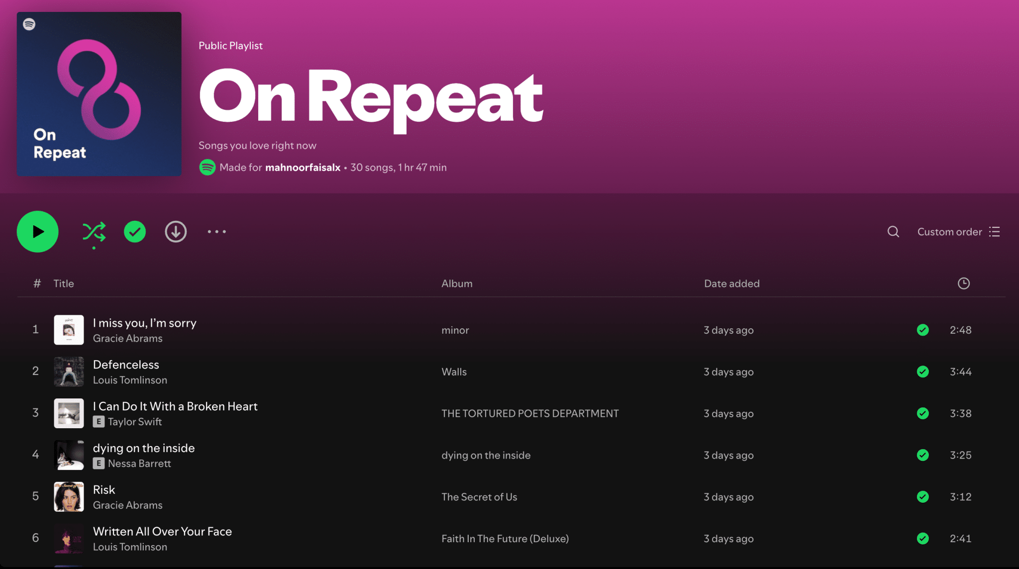 Spotify 重複播放列表