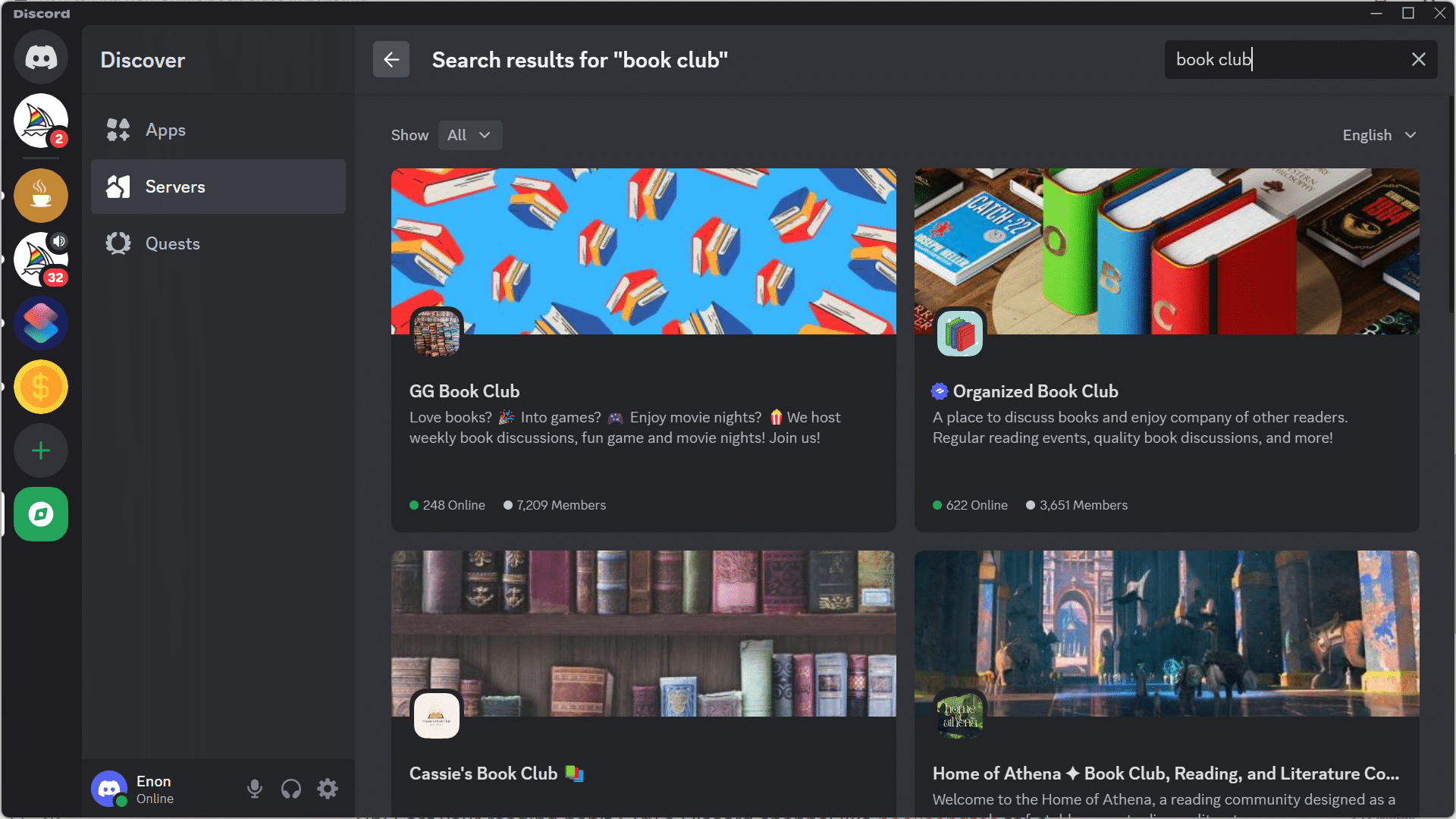 Discord Wyszukaj internetowy klub książki