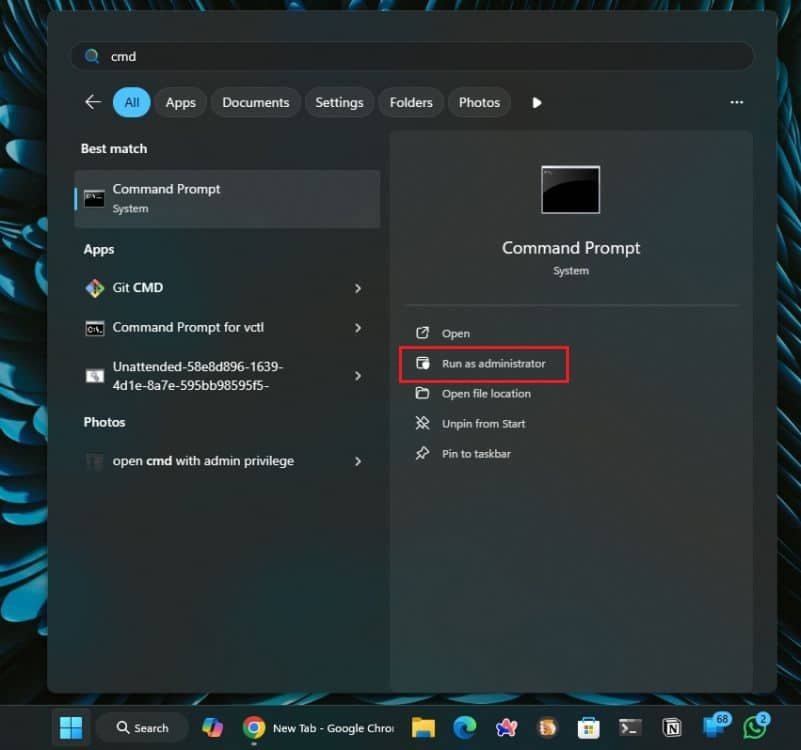 在 Windows 11 中開啟 cmd