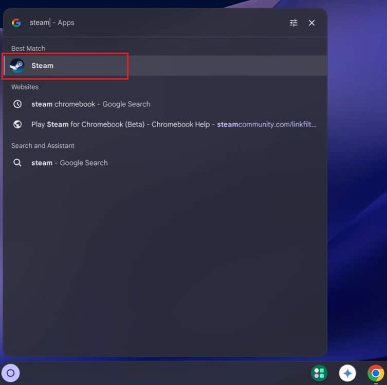 Esegui Steam su Chromebook