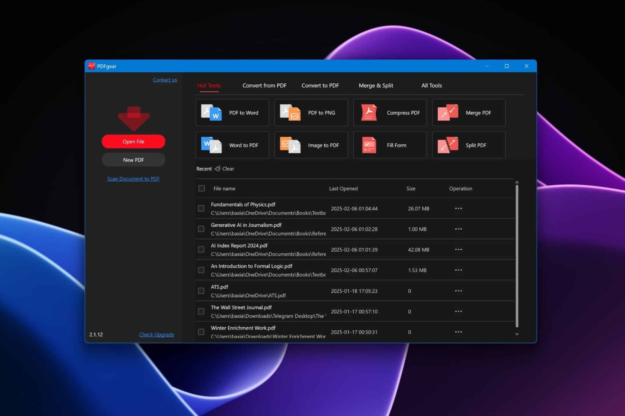 App PDFGear su Windows 11