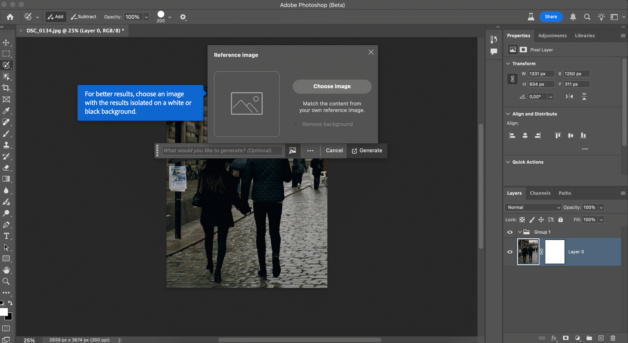 Carica un'immagine di riferimento in Photoshop
