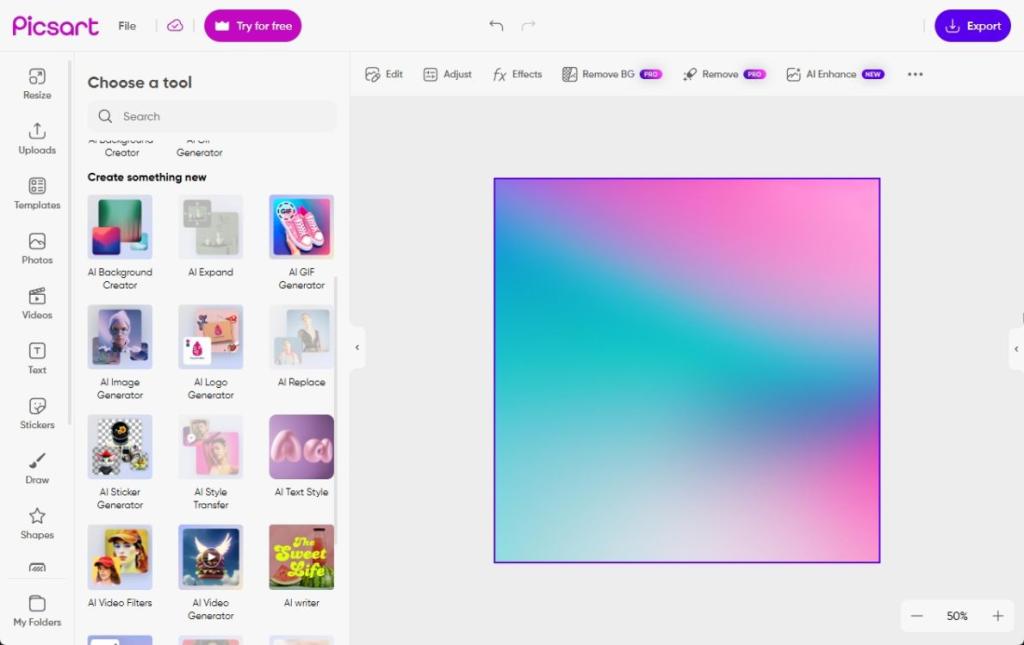 picsart ai 照片編輯工具